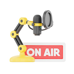 Mic On Air 3D Podcast Illustration for uiux, web, app, infographic, etc