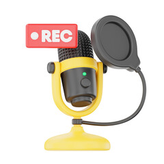 Mic Record 3D Podcast Illustration for uiux, web, app, infographic, etc