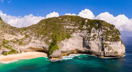 Airview of Kelingking Beach on Nusa Penida Island, Indonesia