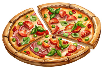  pizza margherita isolated on white BACKGROUND. AI GENERATED