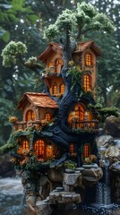 Fototapeta premium Paper Quilling, An enchanting tale of a small village brewer who discovers a mystical brewing technique that infuses their beer with magical, unforgettable flavors., Isomatric View
