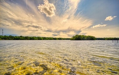 Beautiful skyscape over lake De IJzeren Man in the south of The Netherlands.