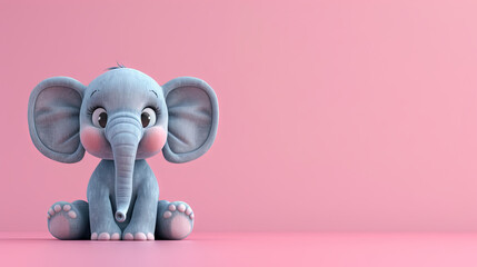 illustration of a cute cartoon elephant, isolated. This adorable baby elephant design is perfect for clothes, stationery, books, and merchandise, pink background