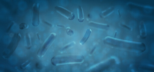 Probiotics Bacteria Vector illustration. Biology, Science background. Microscopic bacteria closeup.