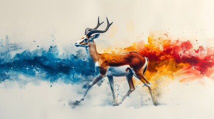 Fototapeta premium Majestic Israel Flag with Gazelle Silhouette on White Background