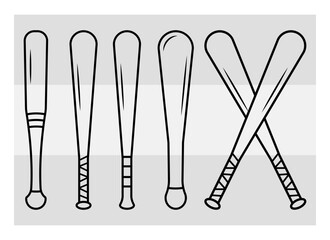 Baseball Bat SVG Outline Bundle, Baseball Bat Silhouette, Sports Svg, Baseball Stick Svg, Bat Svg, Baseball Bat Png, Baseball Svg Images, Cut Files