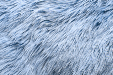 Texture of light blue faux fur as background, closeup