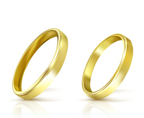 vector gold wedding rings isolated on white