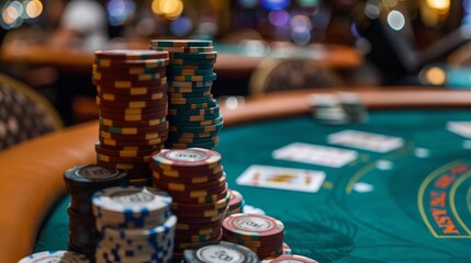 Tense Moment at High Stakes Poker Tournament in Casino	