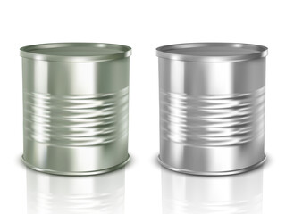 Metallic Tin Cans. Vector illustration