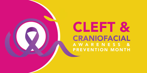 National Cleft and Craniofacial Awareness and Prevention Month background, banner, poster and card design template celebrated in July. they birth defects that occur when a baby's lip or mouth