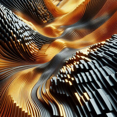 Abstract background: geometric symphony, geometric background, pattern background, 3D background, modern art, perspective, repetition background, lines, artistic background, metallic background, curve