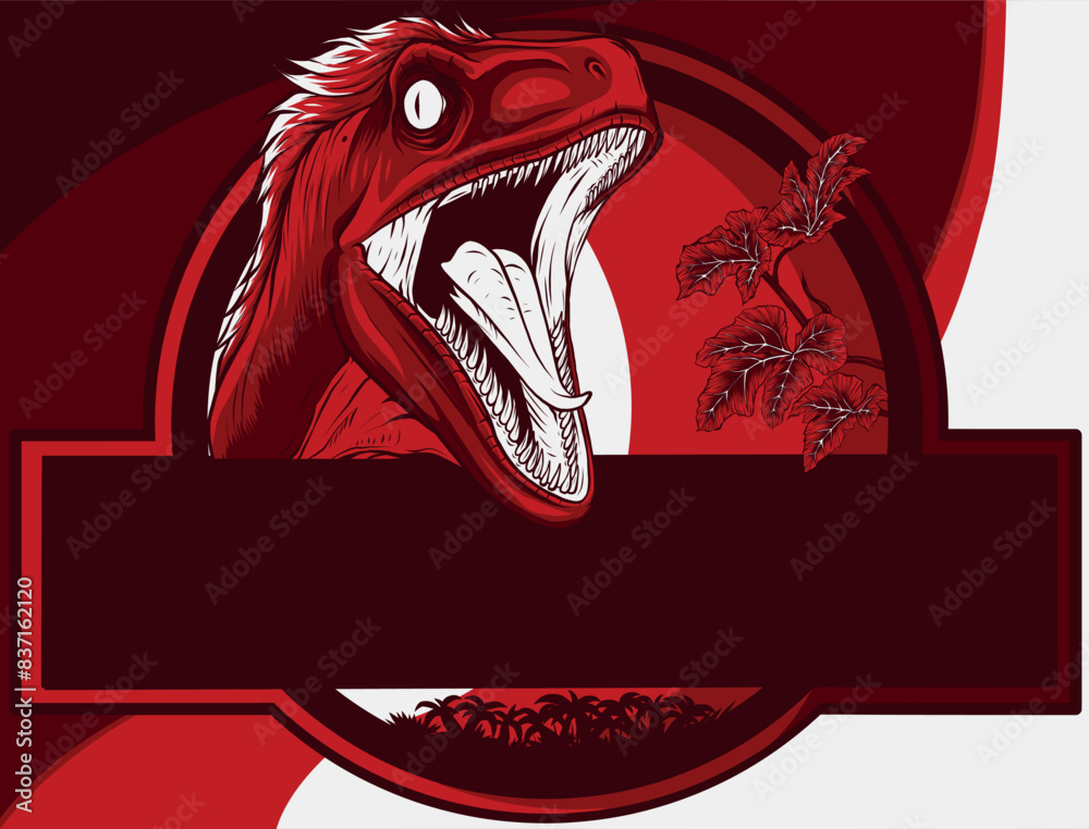 Poster vector illustration of velociraptor head logo on white background