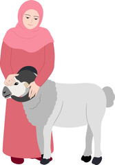 muslim woman with sheep