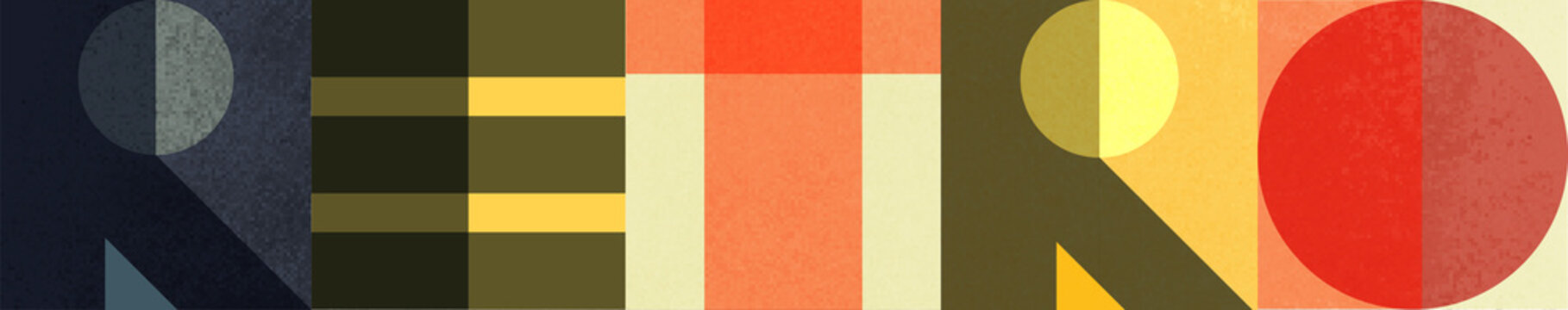 Retro Abstract Geometric Vector Seamless Pattern Retro with Texture