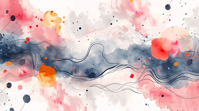 Decorative watercolor spots and freehand drawn lines creating a stylish design asset for a campaign