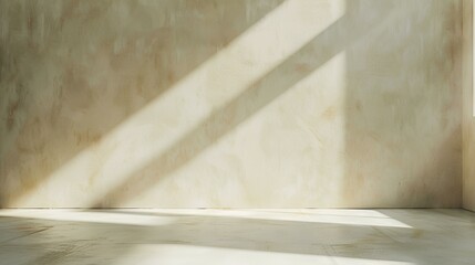 minimalist stucco wall with subtle shadows and warm sunlight.