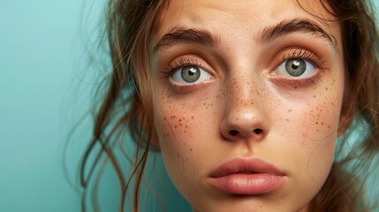 Fatigued Young Woman with Dark Circles Under Her Eyes, Perfect for Health and Wellness Concepts Generative AI