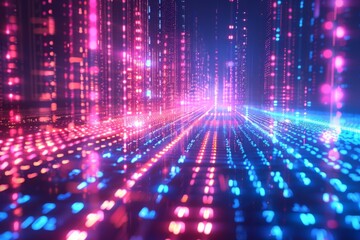 Obraz premium Digital Binary Technology Background created with Generative AI