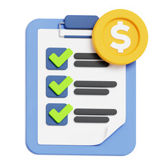 Payment Report Checklist 3d illustration