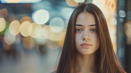 Fototapeta premium Stylish Woman with Straightened Hair Generative AI