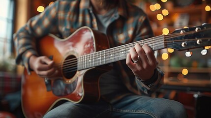 Obraz premium beautiful musician playing guitar 