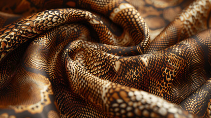 Vintage-inspired fashion print with leopard and snake patterns in trendy brown shades