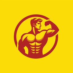 muscular man logo, fitness Gym logo and Icons for Sport Label, Gym Badge, gym and fitness club.