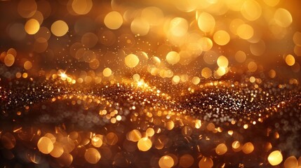 Blurred Christmas lights background with festive gold holiday bokeh