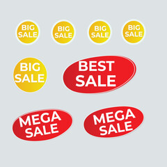 Realistic red price tags collection. Special offer or shopping discount label. Retail paper sticker. Promotional sale badge with text. Vector illustration.