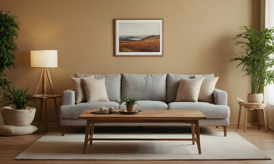 Relaxing in a serene living room with a cozy sofa, chic coffee table, and vibrant greenery