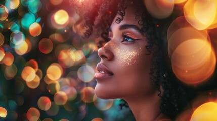 Insightful African American thinker showcasing the glow of innovation.