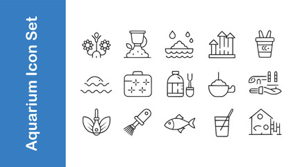 Fototapeta premium Clean your aquarium day icon set.