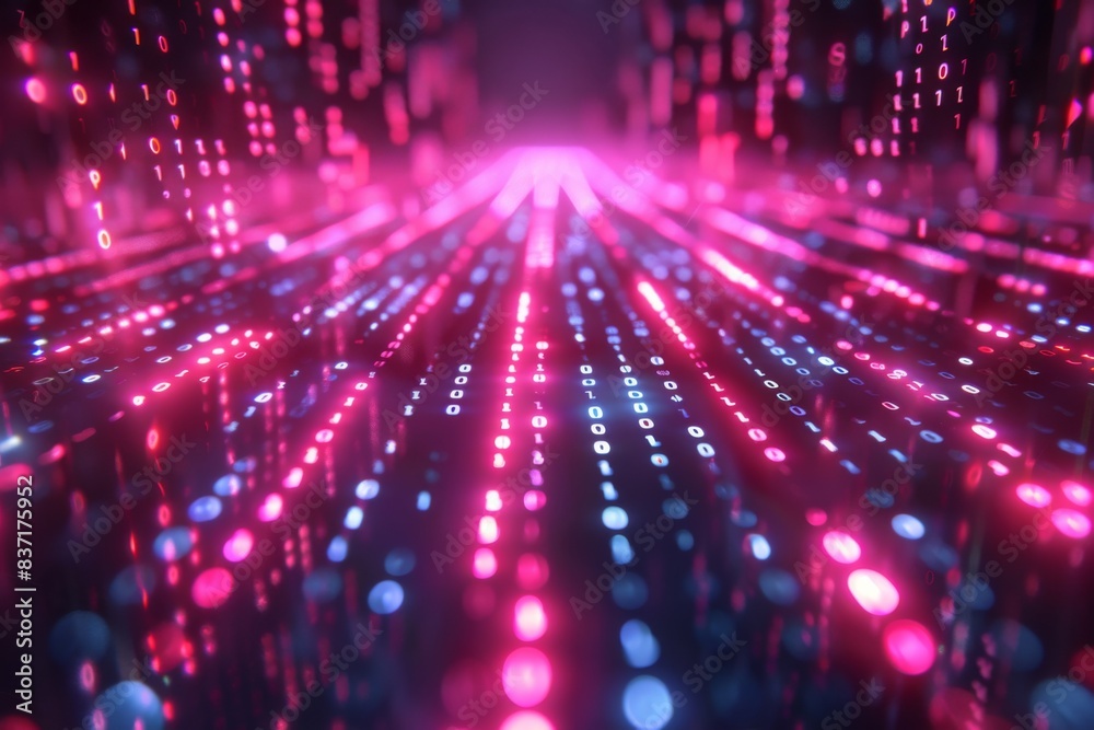 Wall mural digital binary technology background created with generative ai