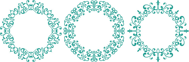 set of decorative cirlce frame vector illustration