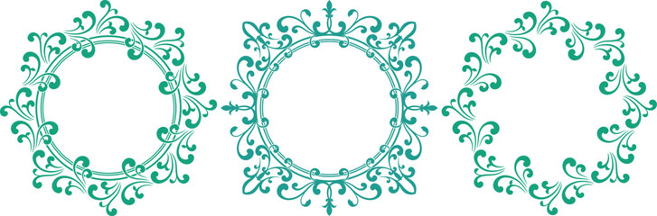 set of decorative cirlce frame vector illustration