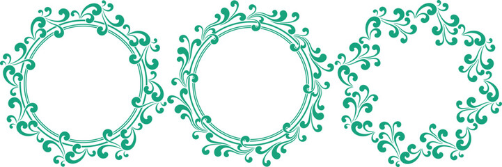 set of decorative cirlce frame vector illustration