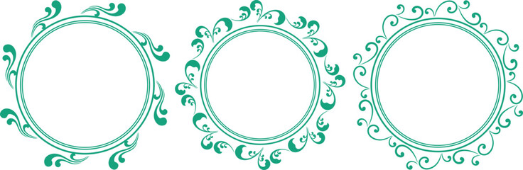 set of decorative cirlce frame vector illustration