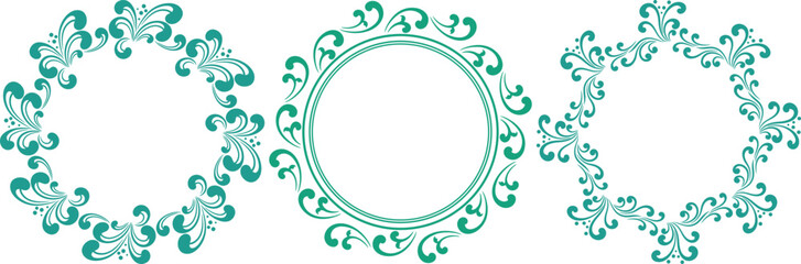 set of decorative cirlce frame vector illustration