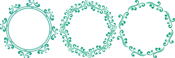set of decorative cirlce frame vector illustration