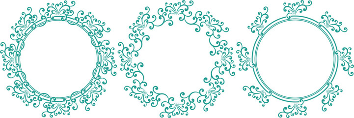 set of decorative cirlce frame vector illustration