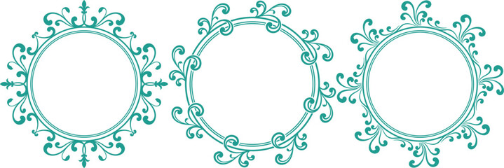 set of decorative cirlce frame vector illustration