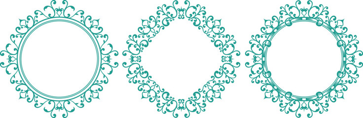 set of decorative cirlce frame vector illustration