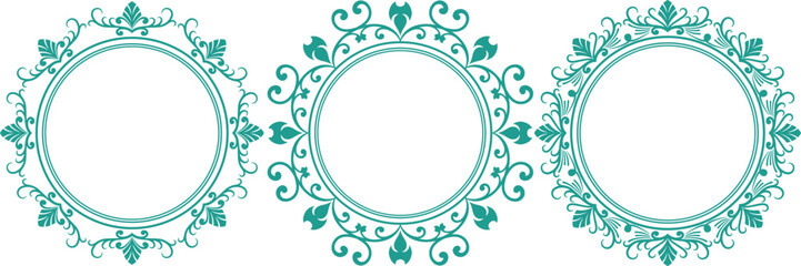 set of decorative cirlce frame vector illustration