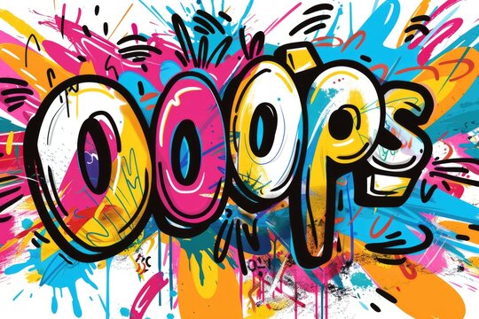 Colorful Graffiti Art With Paint Splatter and Bold Typography on White Background