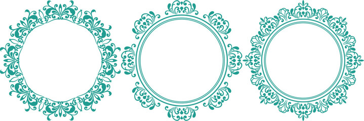 set of decorative cirlce frame vector illustration