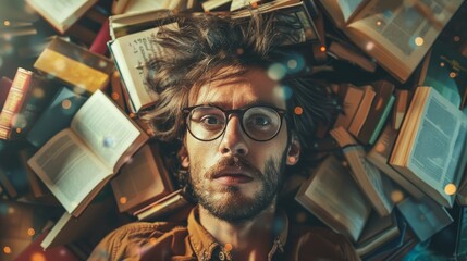 Surrounded by the stories and studies of ages, a reflective soul seeks education through an immense reading journey.