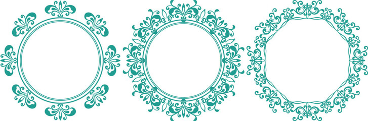 set of decorative cirlce frame vector illustration