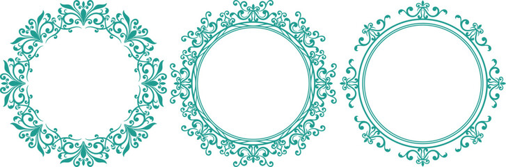 set of decorative cirlce frame vector illustration