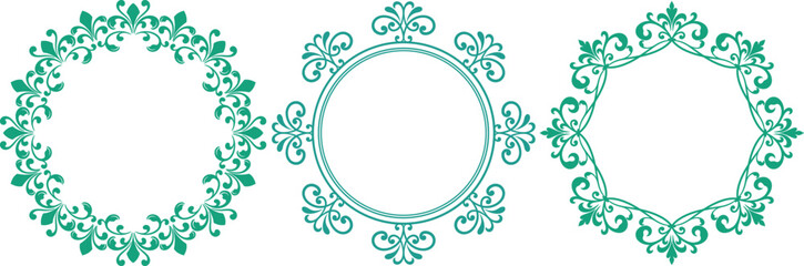 set of decorative cirlce frame vector illustration